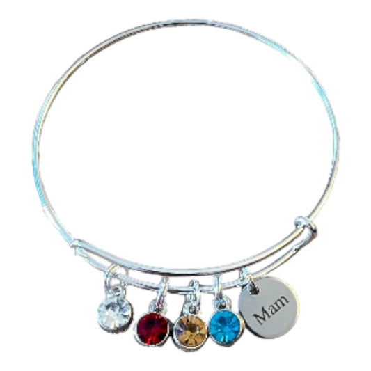 Mam With Birthstones Crystal Bangle