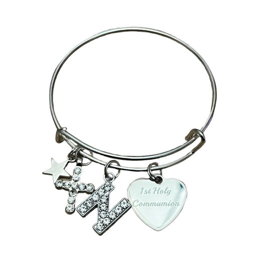 1st Holy Communion Personalised Initial Bangle