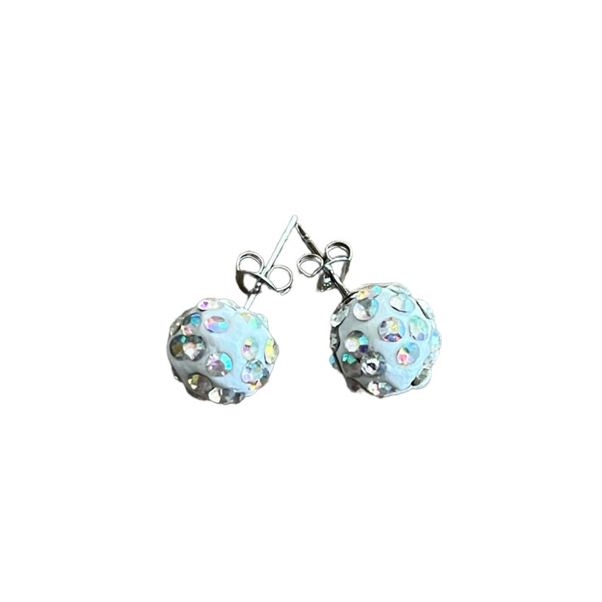 Clear AB Shamballa Stud Earrings