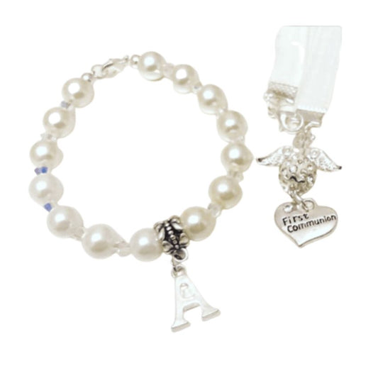 Clear Crystal Communion Initial Bracelet
