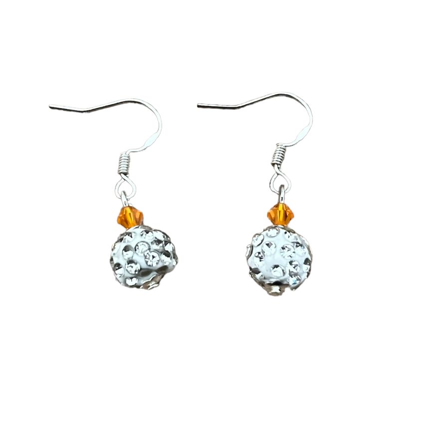 Orange Crystal Shamballa Earring