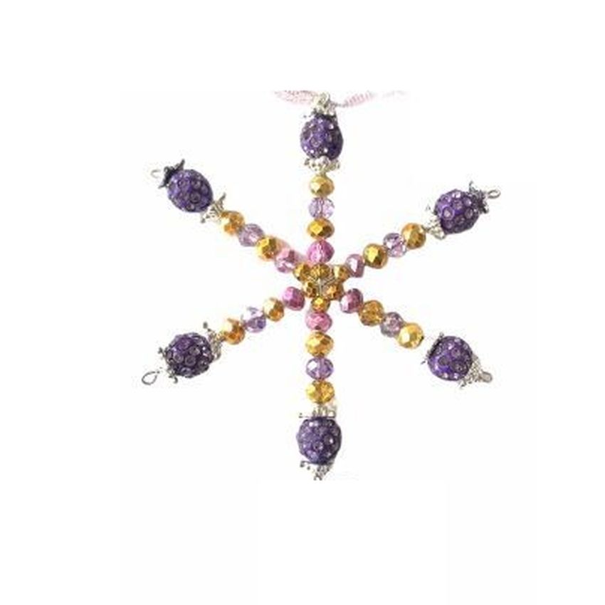 Green Coloured Beaded Snowflake with a Charm