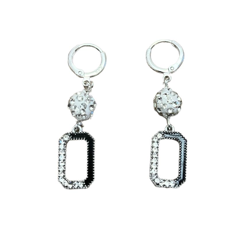 Sterling Silver Shamballa Diamante Drop Earrings