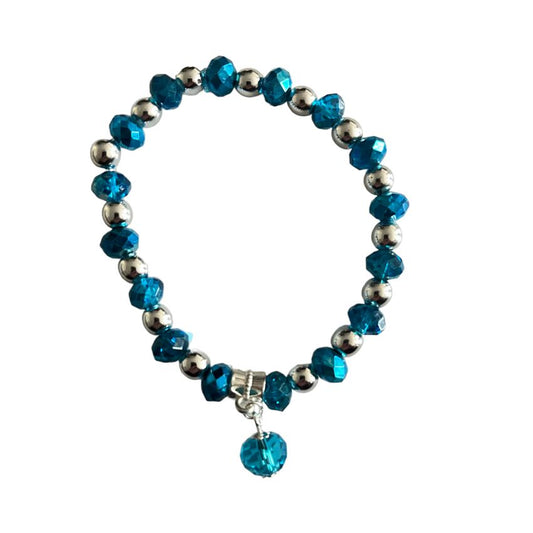 Teal Crystal Bead Bracelet