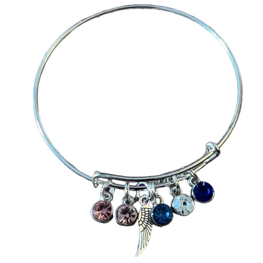 Angel Wing With Birthstones Crystal Bangle