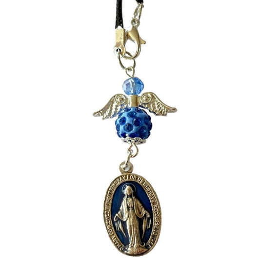 Blue Miraculous Medal Car Angel