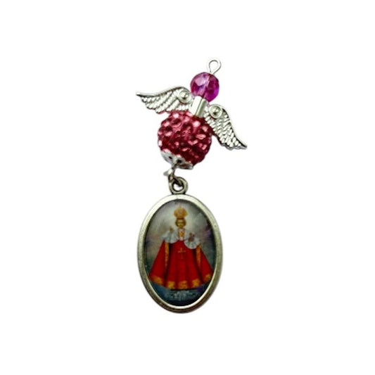 Coloured Child Of Prague Medal Car Angel