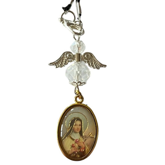 Gold St Therese Medal Car Angel