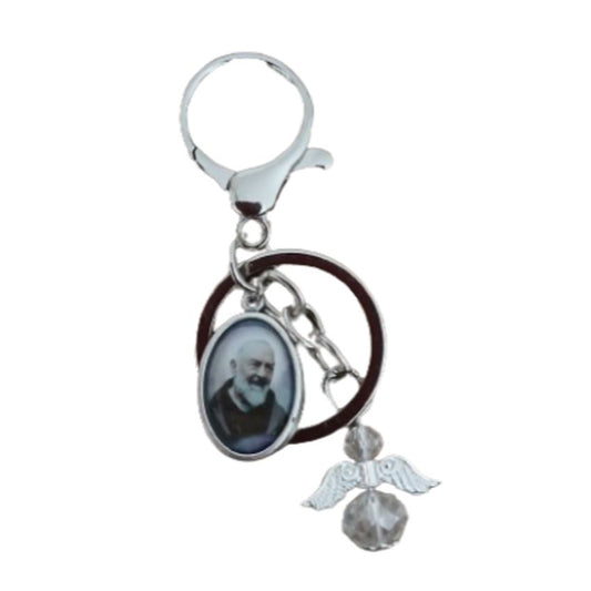 Padre Pio With An Angel Keyring