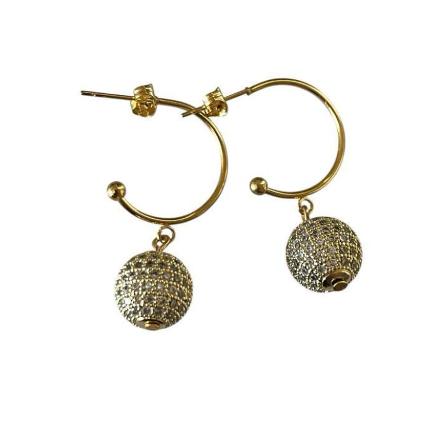 Sparkly Ball Gold Tone Earrings