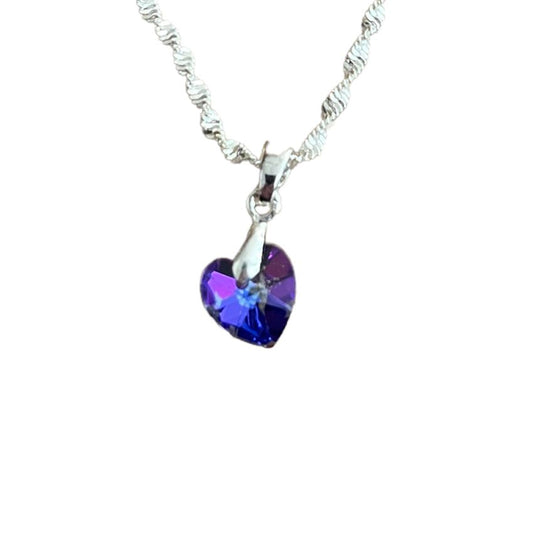 Multi Coloured Heart Crystal Necklace