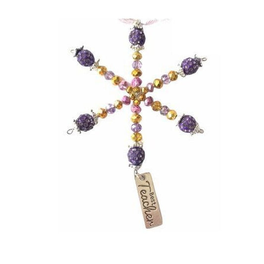 Purple Coloured Beaded Snowflake with a Charm