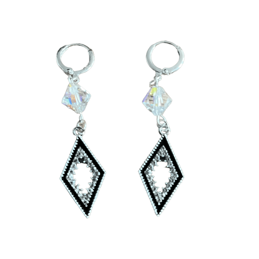 Sterling Silver Hoop Earrings With Swarovski Crystals